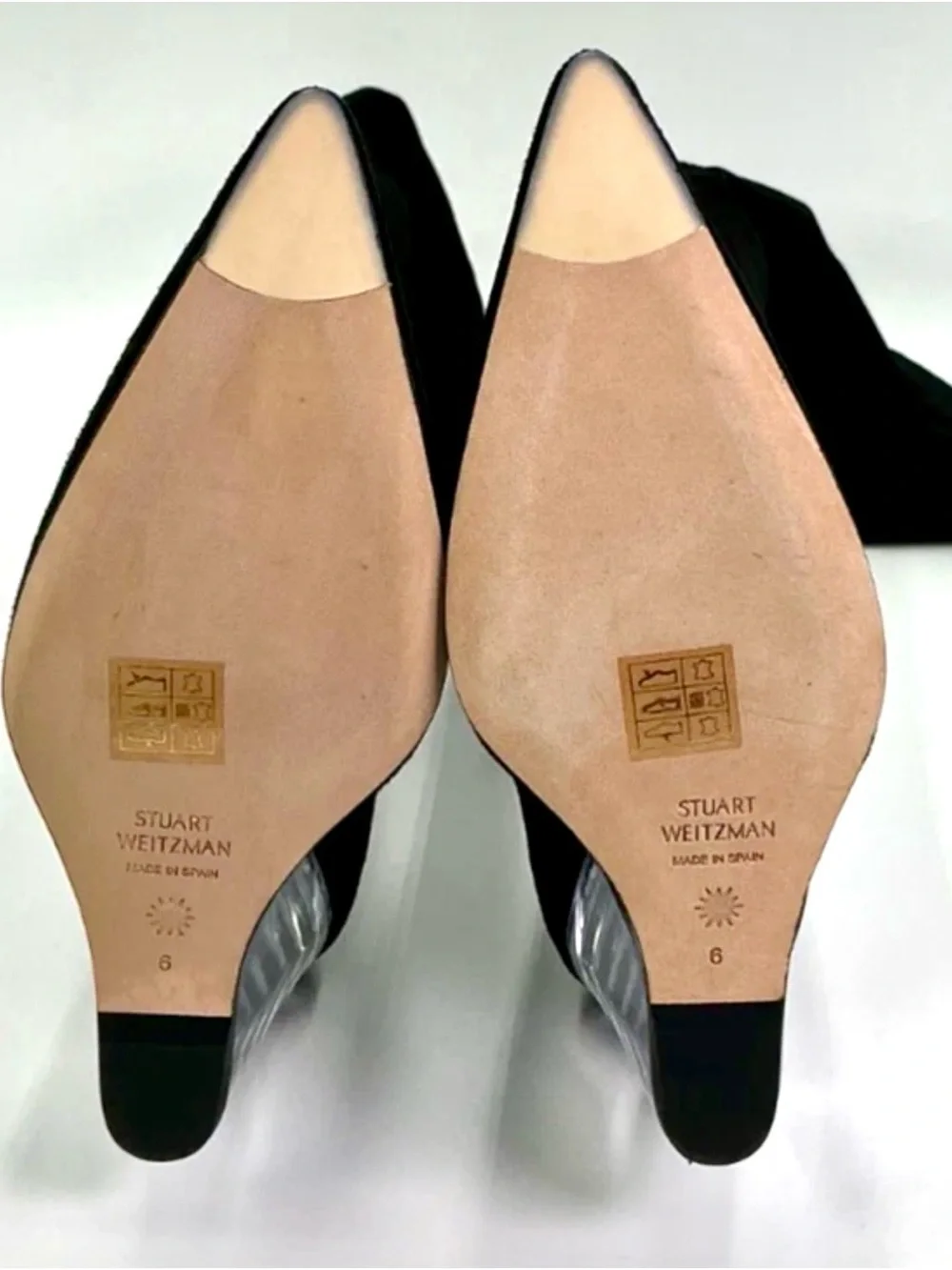 New stunning Stuart Weitzman Suede Over-the-Knee Boot wedge lucite clear 6 $1100